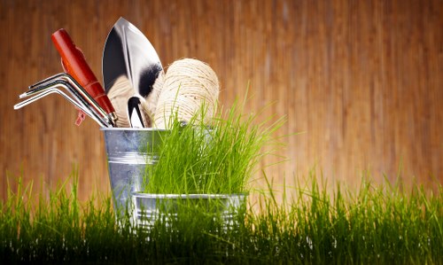 Team of gardeners performing garden clearance